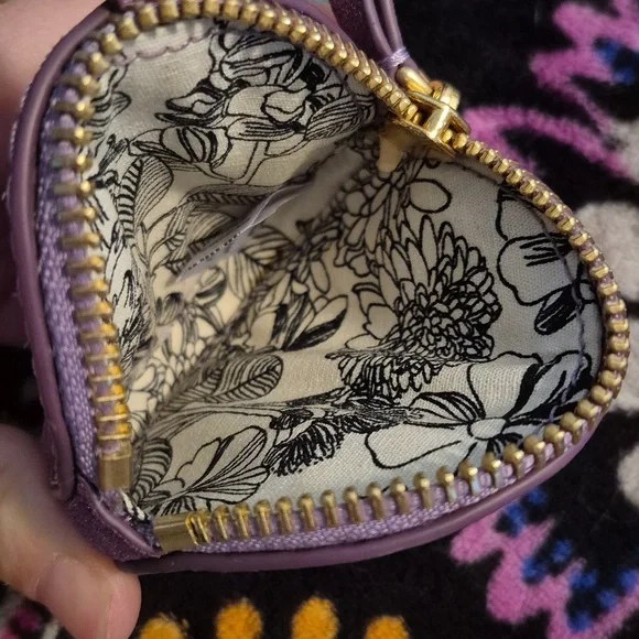 Vera Bradley Mallory Butterfly Bag Charm sparkling coin purse lilac shimmer - Picture 3 of 8